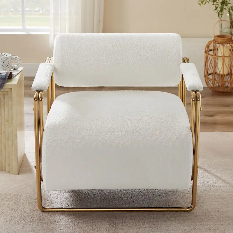 Fauteuil VANOMi 31 large en velours futuriste avec structure dorée brillante et dossier cylindrique
