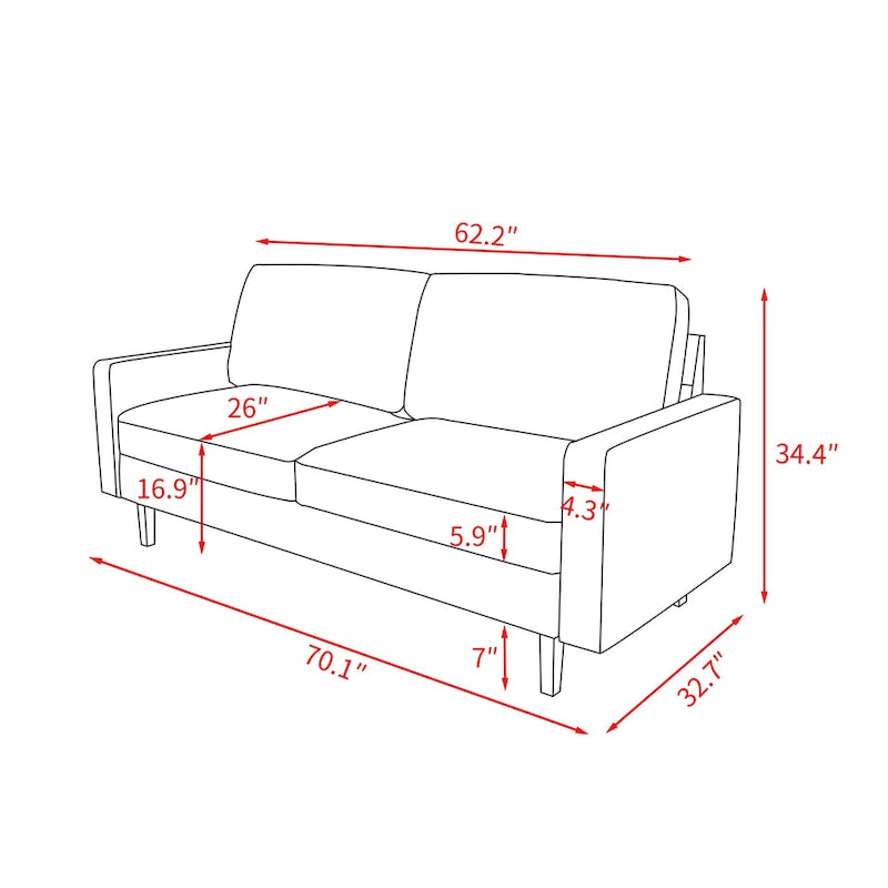 Velvet Square Arm Sofa