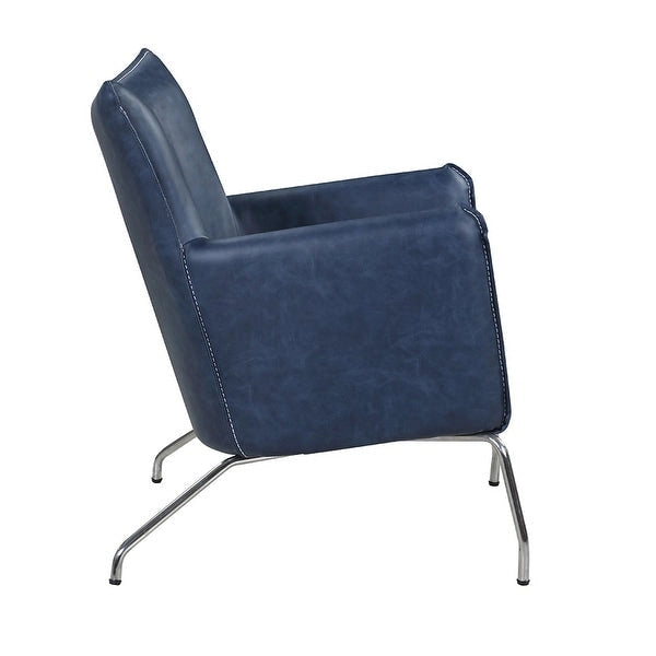 Fauteuil d'appoint Somette bleu avec cadre en acier