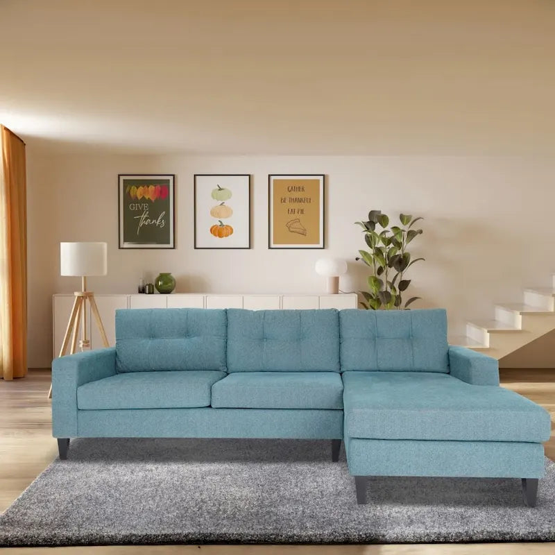 Canapé sectionnel contemporain en forme de L Coast to Coast Sofas, cadre en bois massif, rembourré en polyester et nylon.