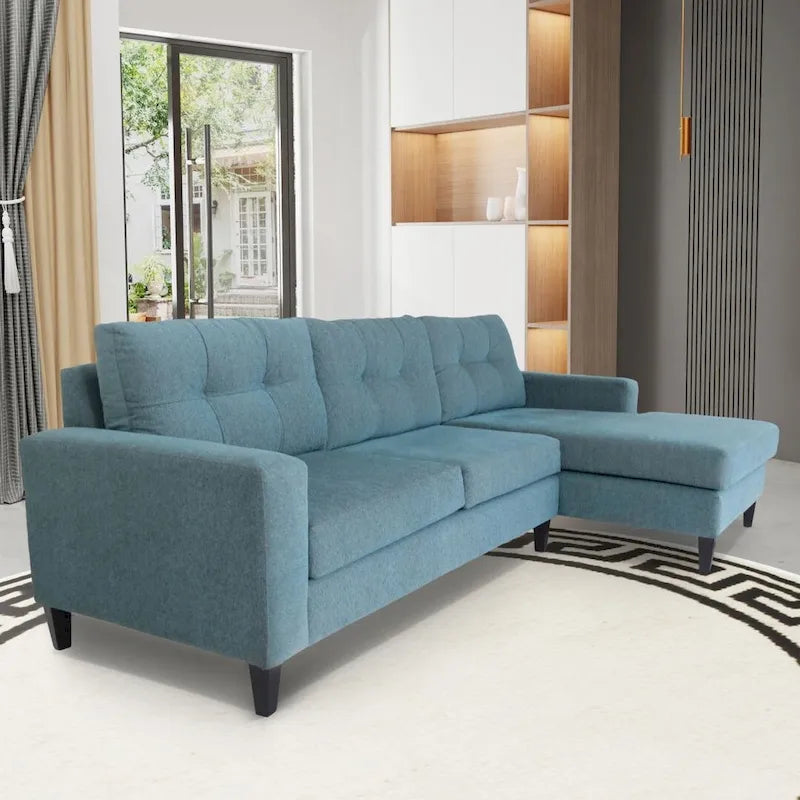 Canapé sectionnel contemporain en forme de L Coast to Coast Sofas, cadre en bois massif, rembourré en polyester et nylon.