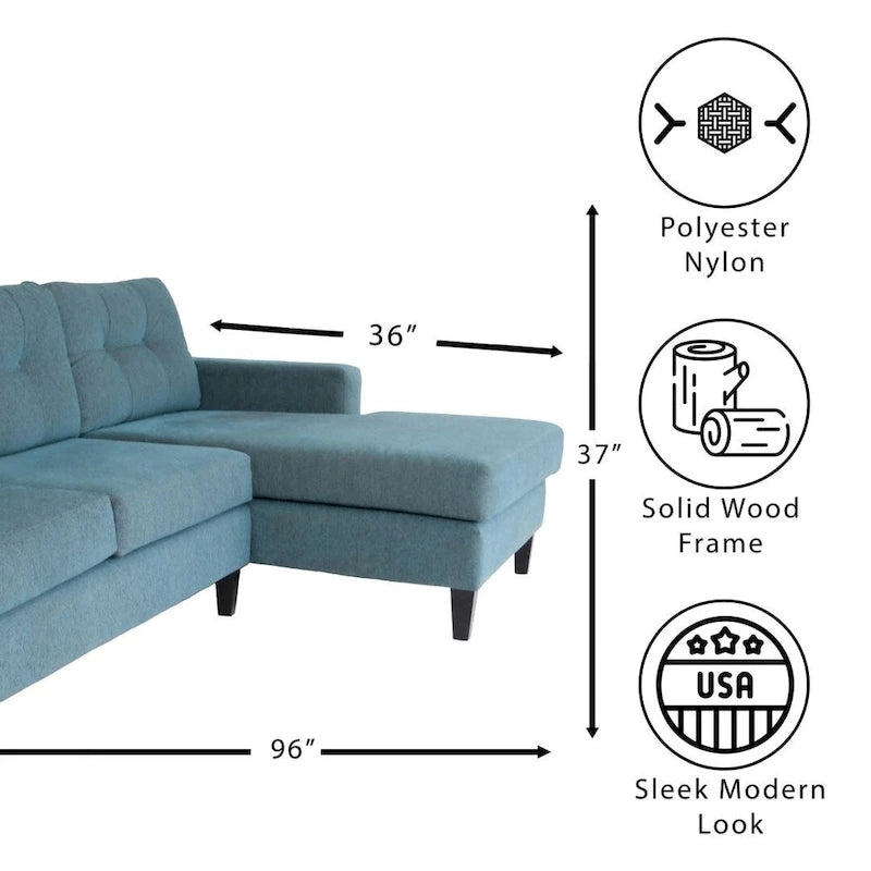 Canapé sectionnel contemporain en forme de L Coast to Coast Sofas, cadre en bois massif, rembourré en polyester et nylon.