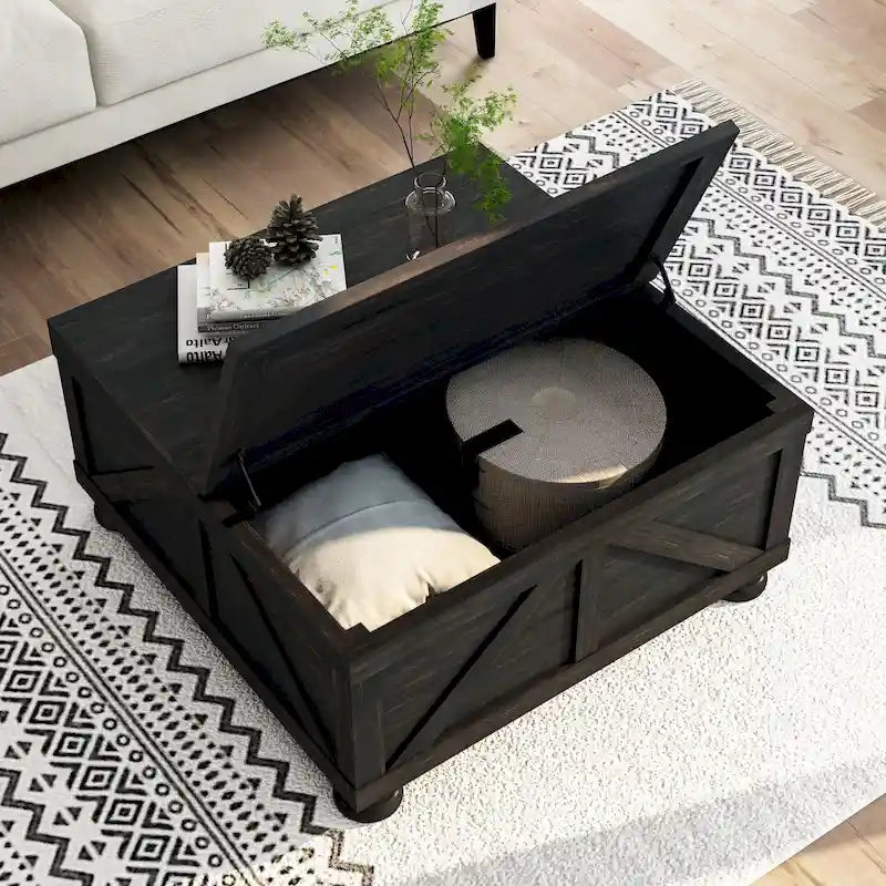 Table basse de rangement Kinleyville Farmhouse 36 po en acacia et pin par Furniture of America