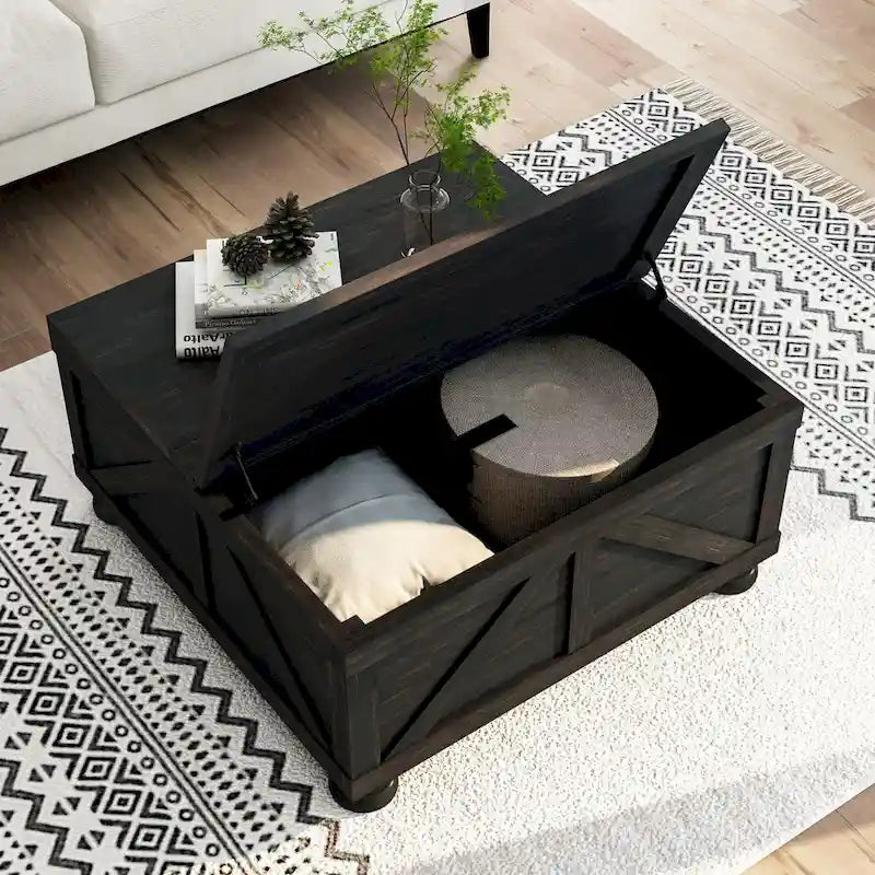 Table basse de rangement Kinleyville Farmhouse 36 po en acacia et pin par Furniture of America