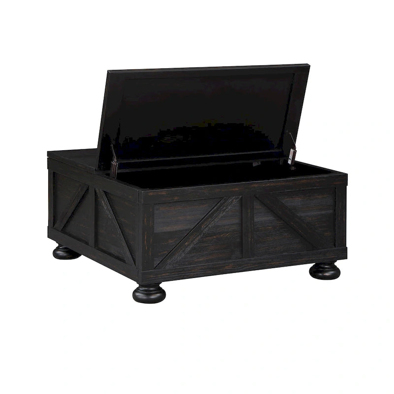 Table basse de rangement Kinleyville Farmhouse 36 po en acacia et pin par Furniture of America