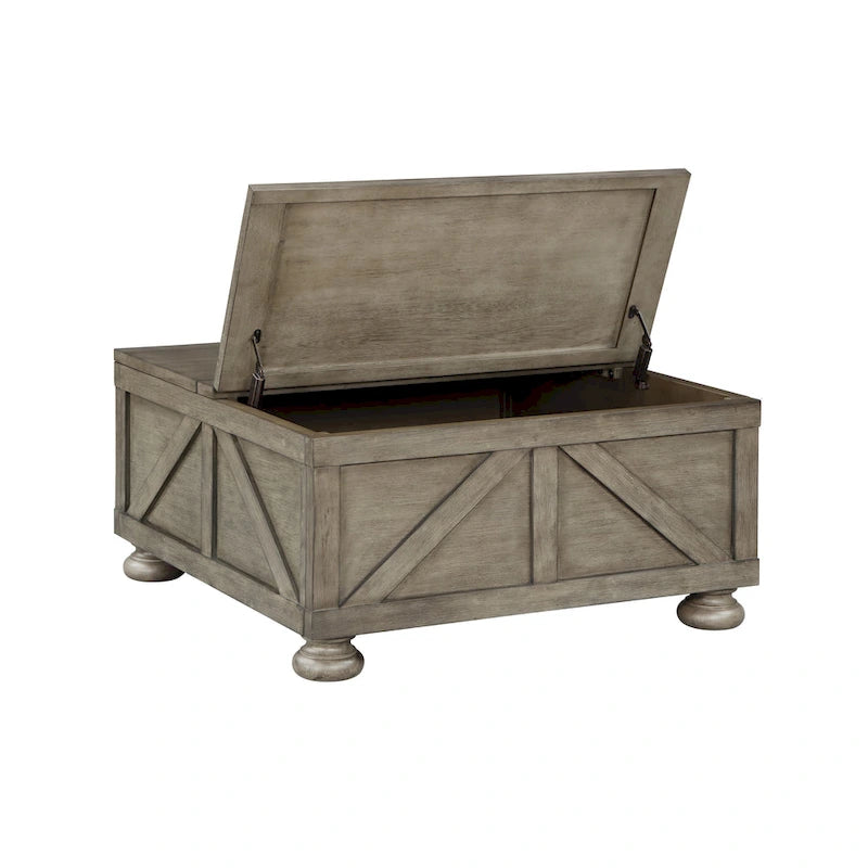 Table basse de rangement Kinleyville Farmhouse 36 po en acacia et pin par Furniture of America
