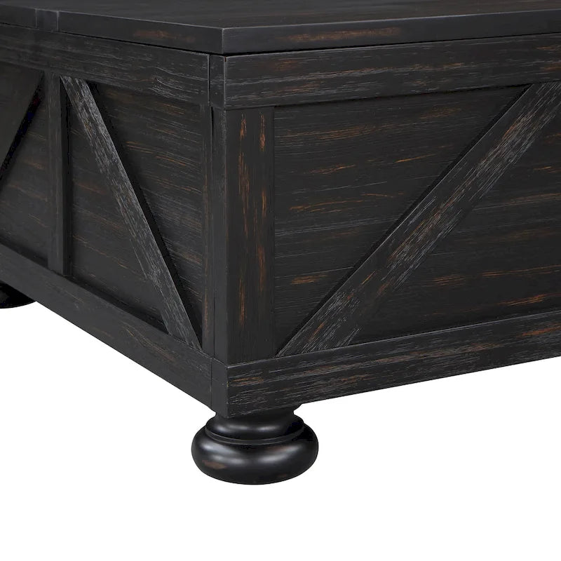 Table basse de rangement Kinleyville Farmhouse 36 po en acacia et pin par Furniture of America