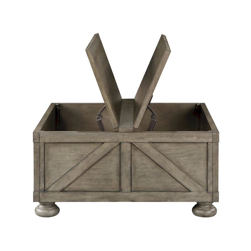 Table basse de rangement Kinleyville Farmhouse 36 po en acacia et pin par Furniture of America