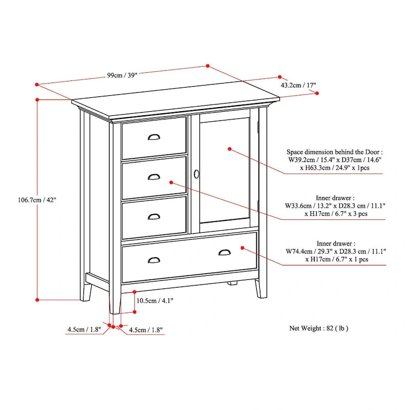 WYNDENHALL Mansfield Meuble de rangement de transition en bois massif de 39 pouces de large - 39w x 17d x 42 h
