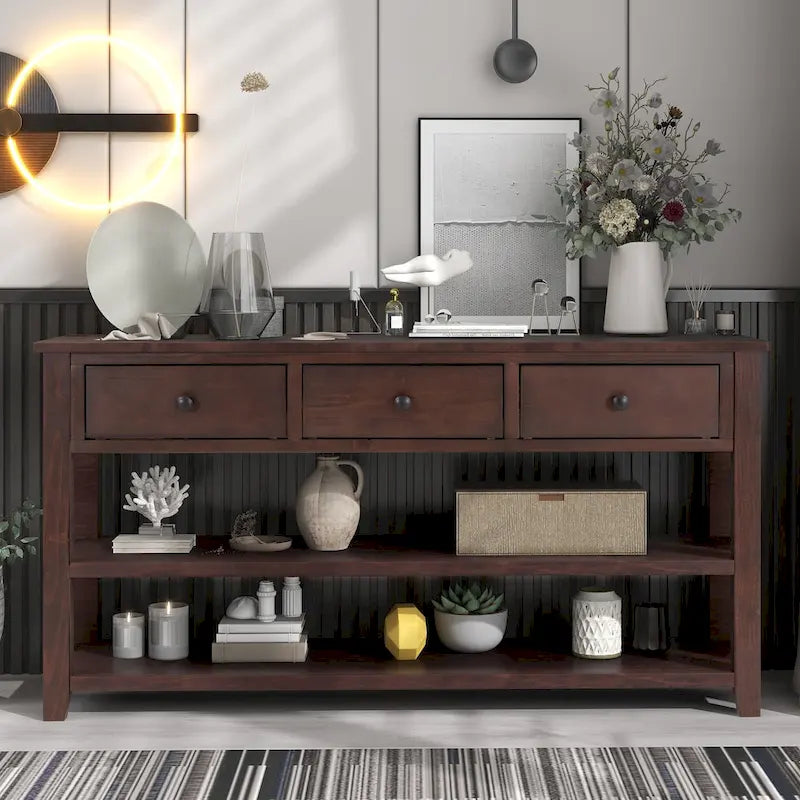 Console de style rétro avec deux étagères ouvertes