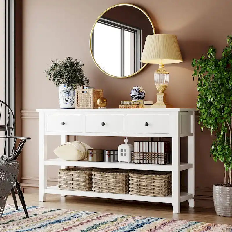 Console de style rétro avec deux étagères ouvertes