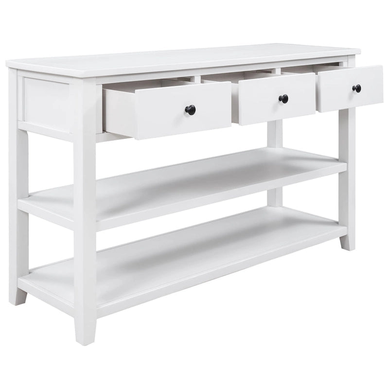 Console de style rétro avec deux étagères ouvertes