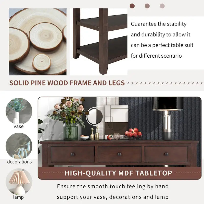 Console de style rétro avec deux étagères ouvertes