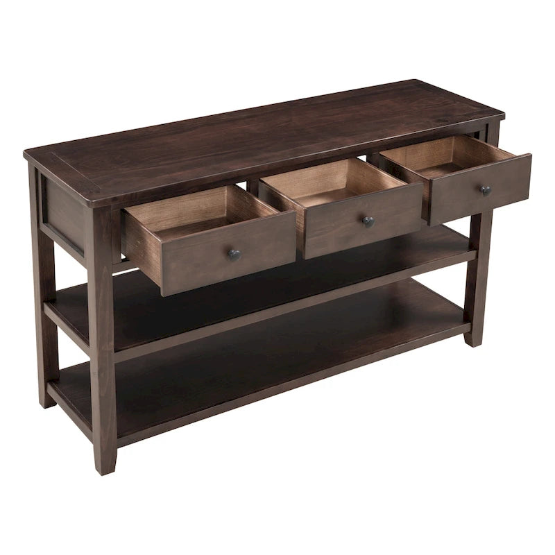 Console de style rétro avec deux étagères ouvertes
