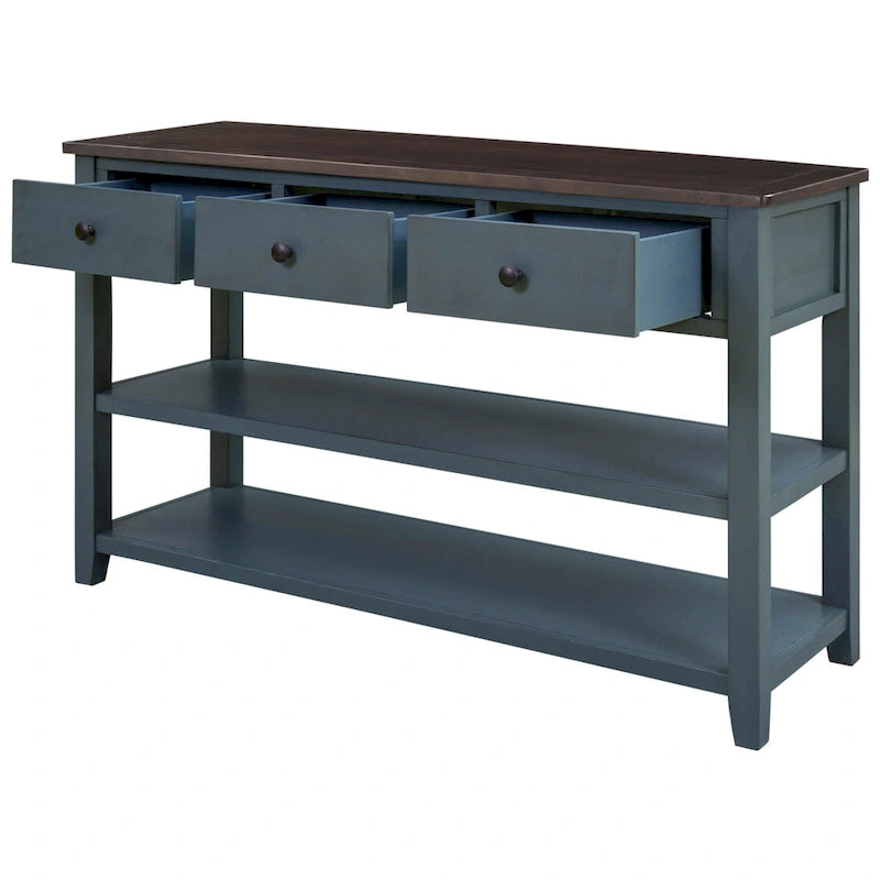 Console de style rétro avec deux étagères ouvertes