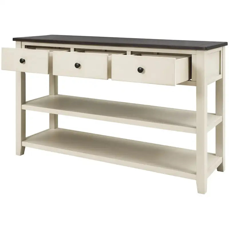 Console de style rétro avec deux étagères ouvertes