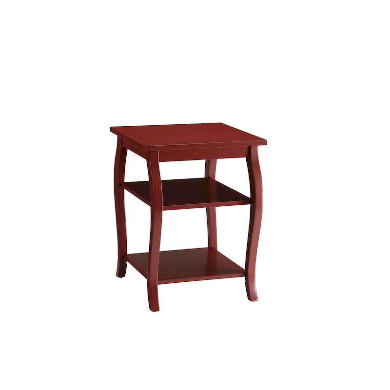 Table d'appoint à pattes arquées en bois noir à 2 étagères - 20 L x 18 P x 23 H