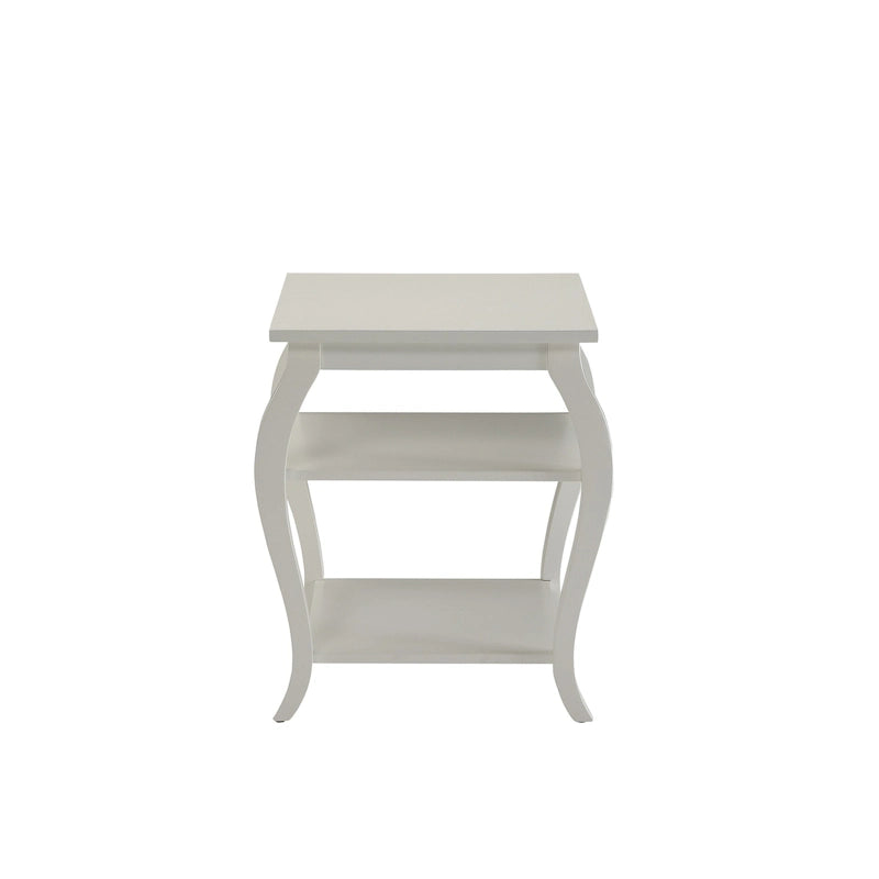 Table d'appoint à pattes arquées en bois noir à 2 étagères - 20 L x 18 P x 23 H