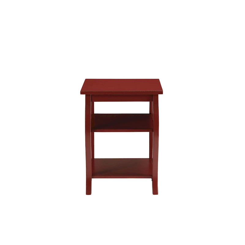 Table d'appoint à pattes arquées en bois noir à 2 étagères - 20 L x 18 P x 23 H