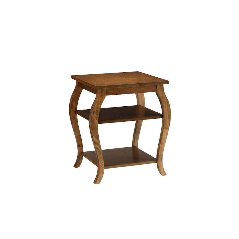 Table d'appoint à pattes arquées en bois noir à 2 étagères - 20 L x 18 P x 23 H