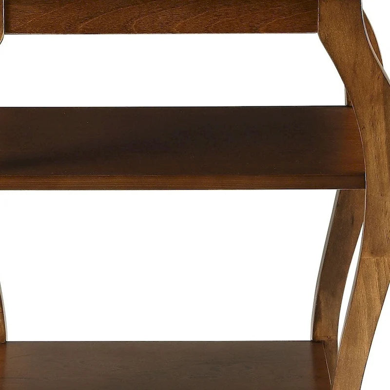 Table d'appoint à pattes arquées en bois noir à 2 étagères - 20 L x 18 P x 23 H