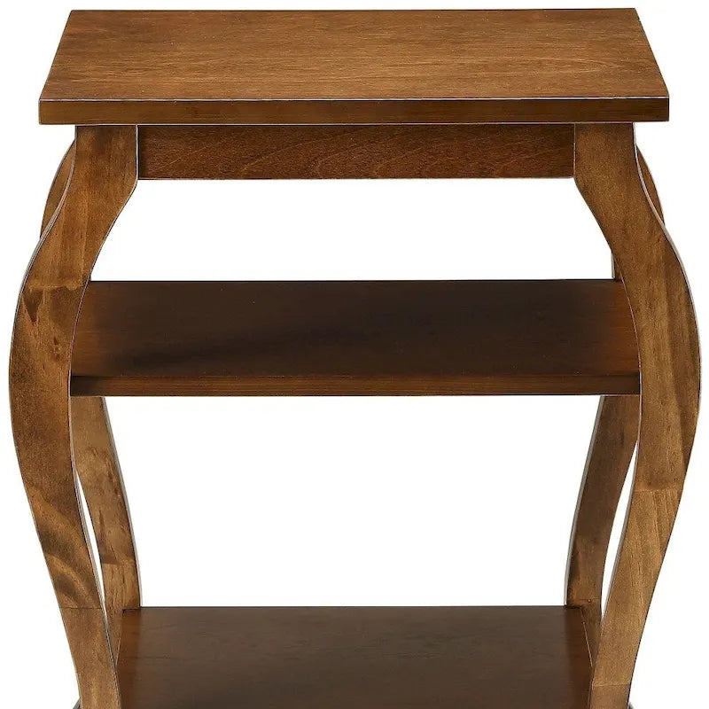 Table d'appoint à pattes arquées en bois noir à 2 étagères - 20 L x 18 P x 23 H