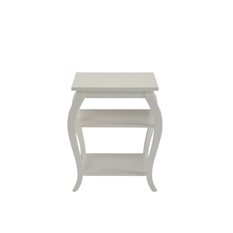 Table d'appoint à pattes arquées en bois noir à 2 étagères - 20 L x 18 P x 23 H