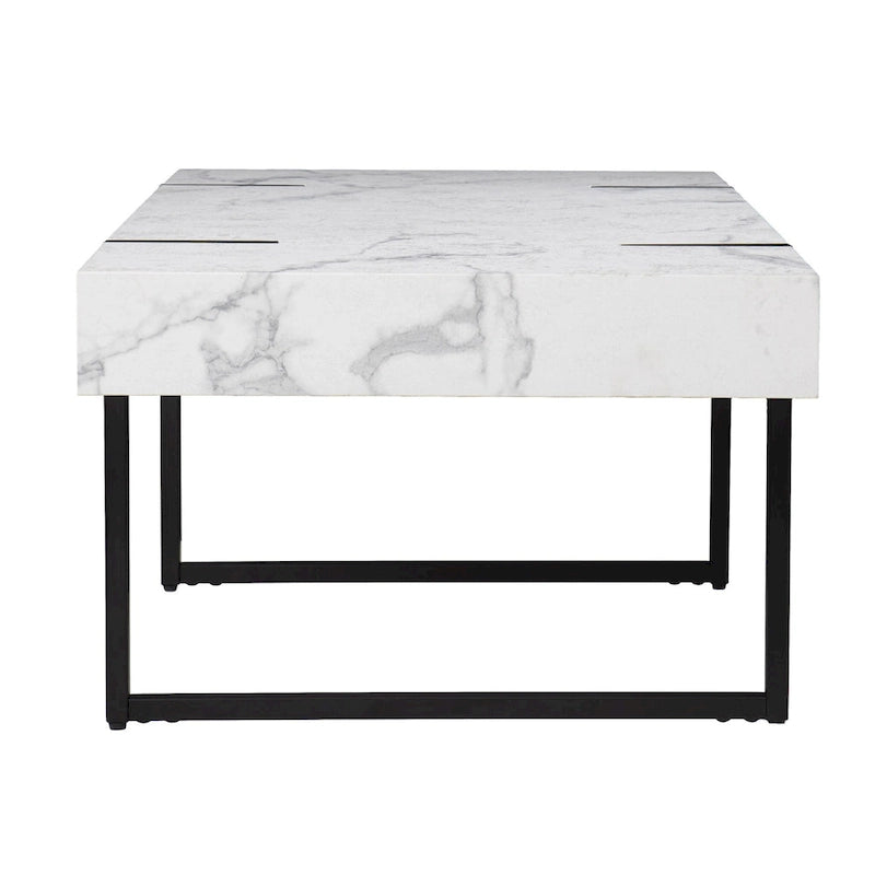 HomeRoots Table Basse Rectangulaire en Faux Marbre Blanc et Métal de 43 po - 43.25