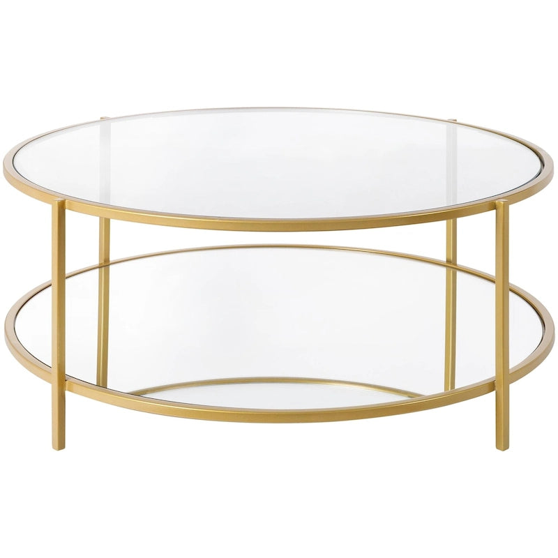 Table basse ronde en verre Alecsis - 35,5 cm H x 91,4 cm L x 91,4 cm P