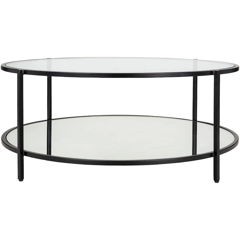 Table basse ronde en verre Alecsis - 35,5 cm H x 91,4 cm L x 91,4 cm P