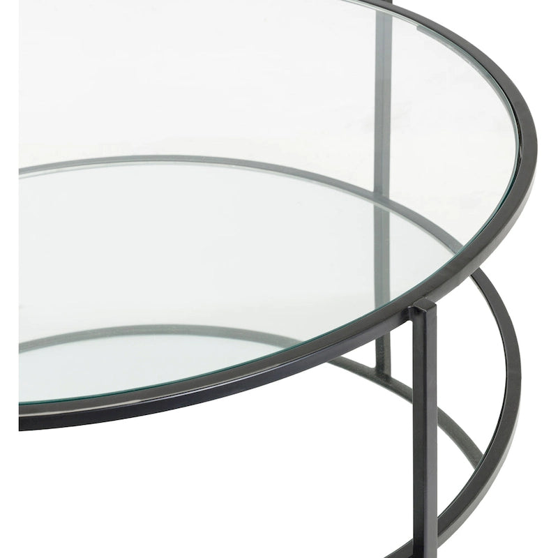 Table basse ronde en verre Alecsis - 35,5 cm H x 91,4 cm L x 91,4 cm P