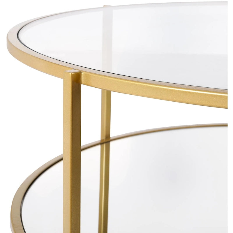 Table basse ronde en verre Alecsis - 35,5 cm H x 91,4 cm L x 91,4 cm P