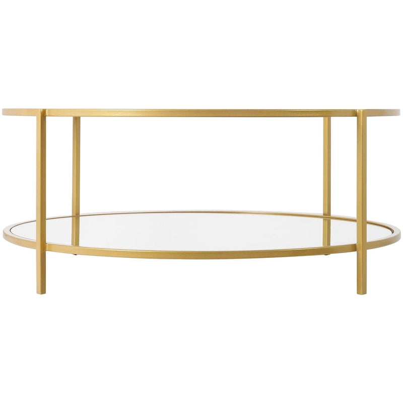 Table basse ronde en verre Alecsis - 35,5 cm H x 91,4 cm L x 91,4 cm P