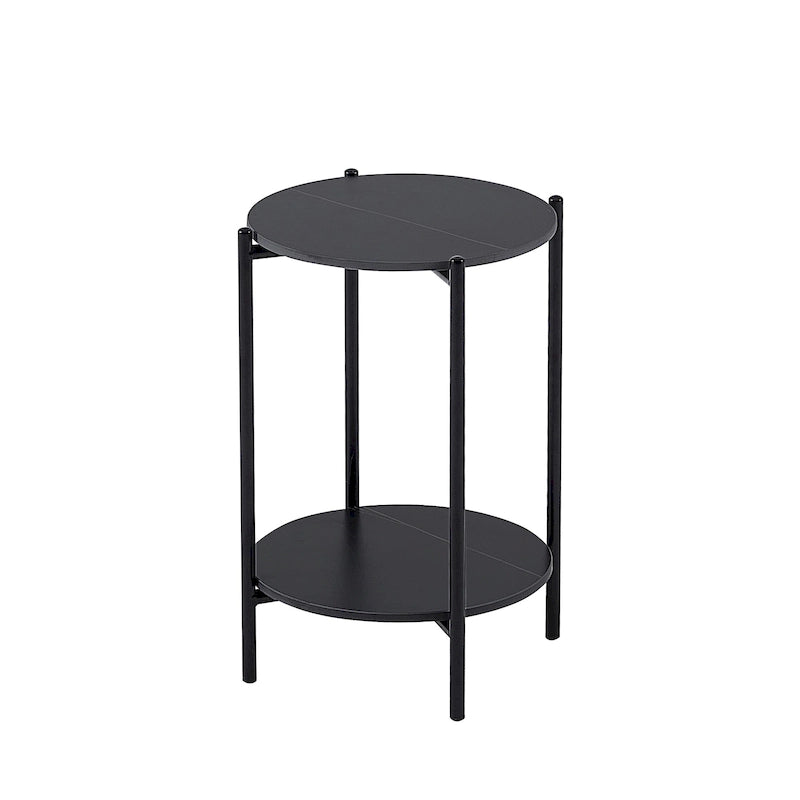 Table d'appoint/Table basse ronde à 2 niveaux avec plateau en marbre