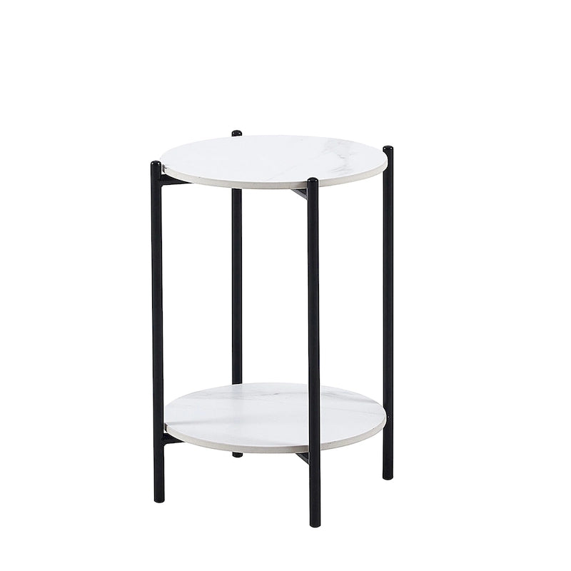 Table d'appoint/Table basse ronde à 2 niveaux avec plateau en marbre