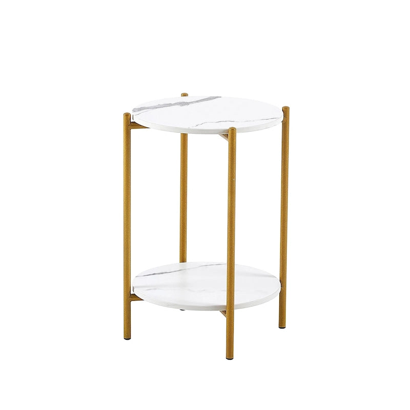 Table d'appoint/Table basse ronde à 2 niveaux avec plateau en marbre