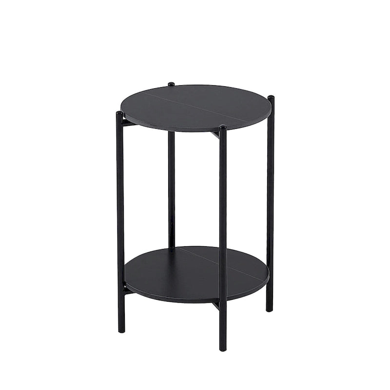 Table d'appoint/Table basse ronde à 2 niveaux avec plateau en marbre