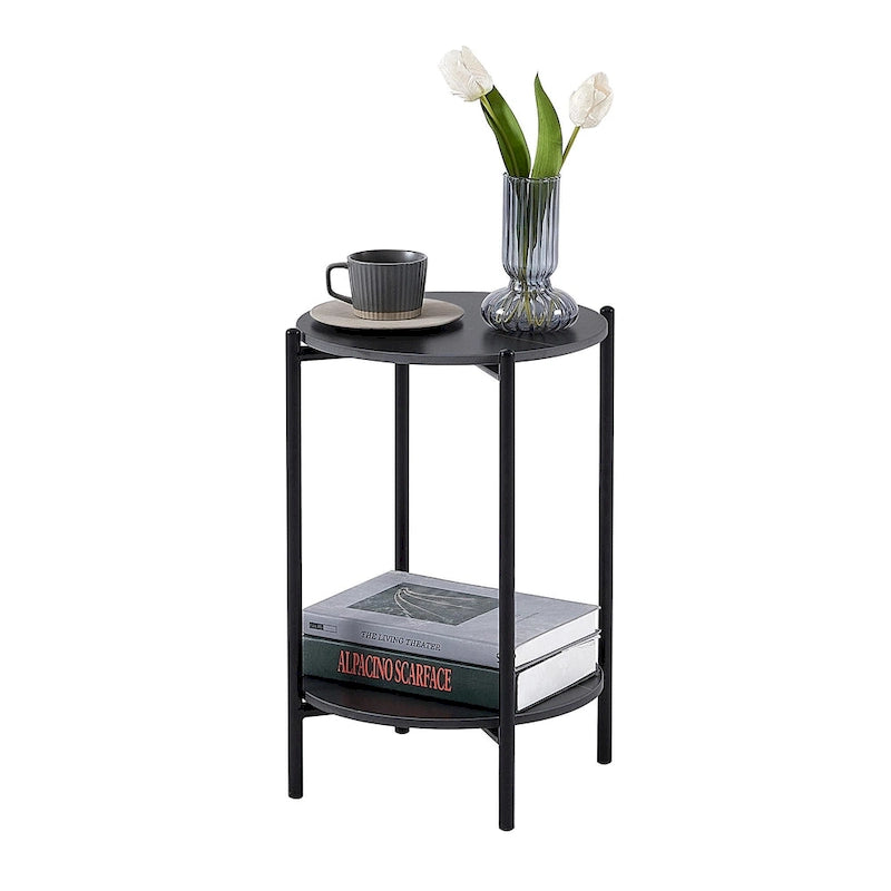 Table d'appoint/Table basse ronde à 2 niveaux avec plateau en marbre