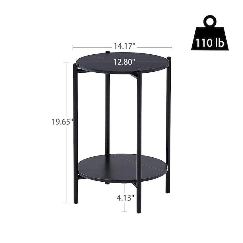 Table d'appoint/Table basse ronde à 2 niveaux avec plateau en marbre