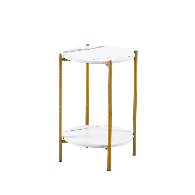 Table d'appoint/Table basse ronde à 2 niveaux avec plateau en marbre
