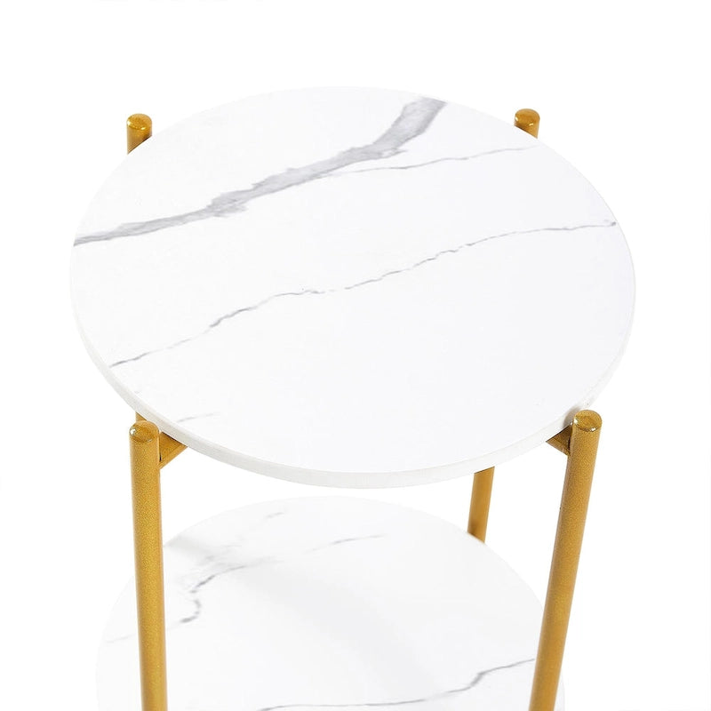 Table d'appoint/Table basse ronde à 2 niveaux avec plateau en marbre