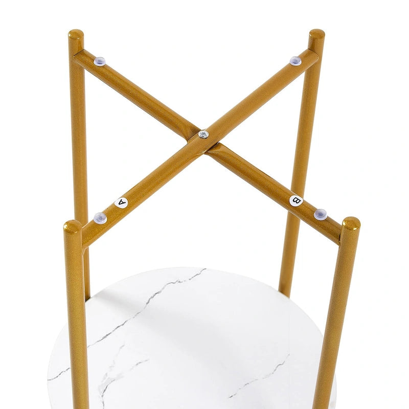 Table d'appoint/Table basse ronde à 2 niveaux avec plateau en marbre