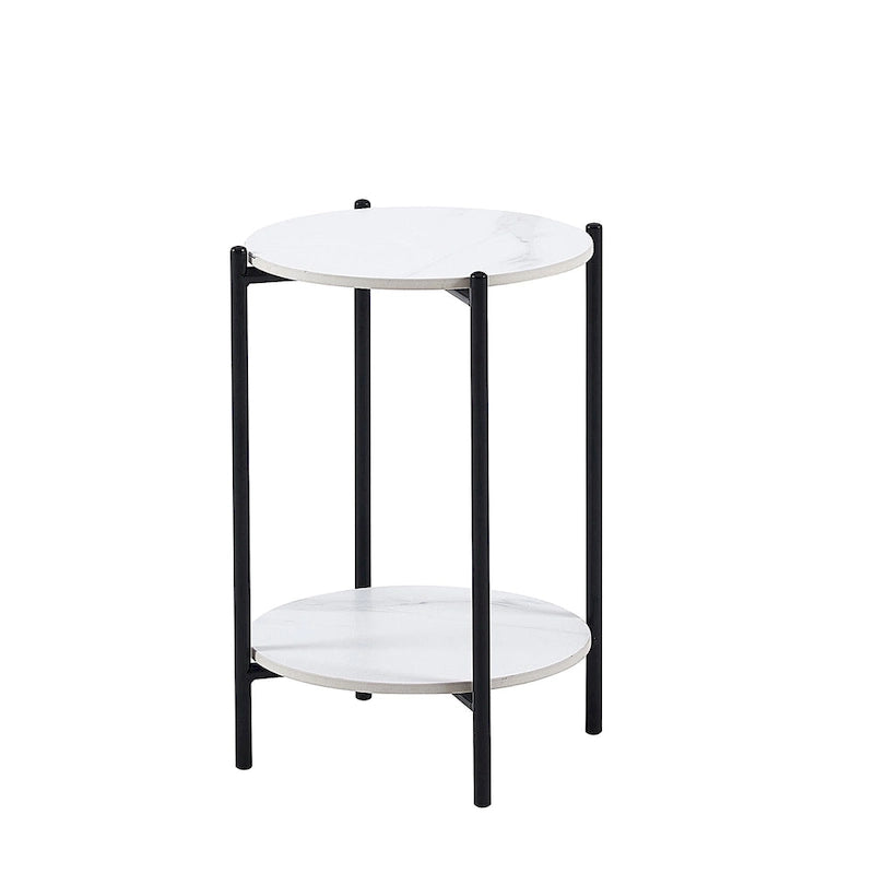 Table d'appoint/Table basse ronde à 2 niveaux avec plateau en marbre