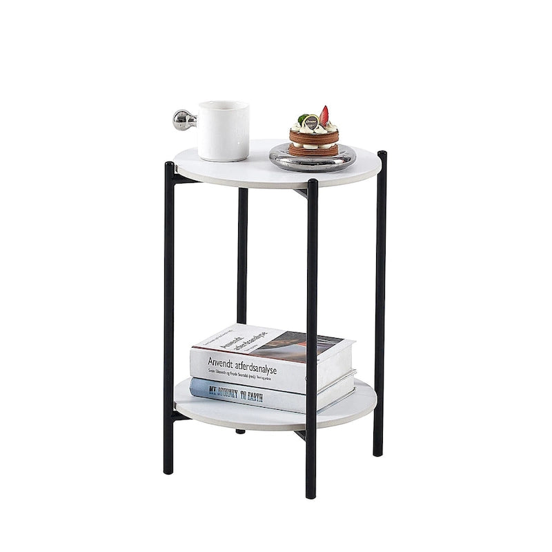 Table d'appoint/Table basse ronde à 2 niveaux avec plateau en marbre