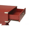 HomeRoots 24 Red Wood Cross Legs End Table With Drawer - 18 W x 16 D x 24 H