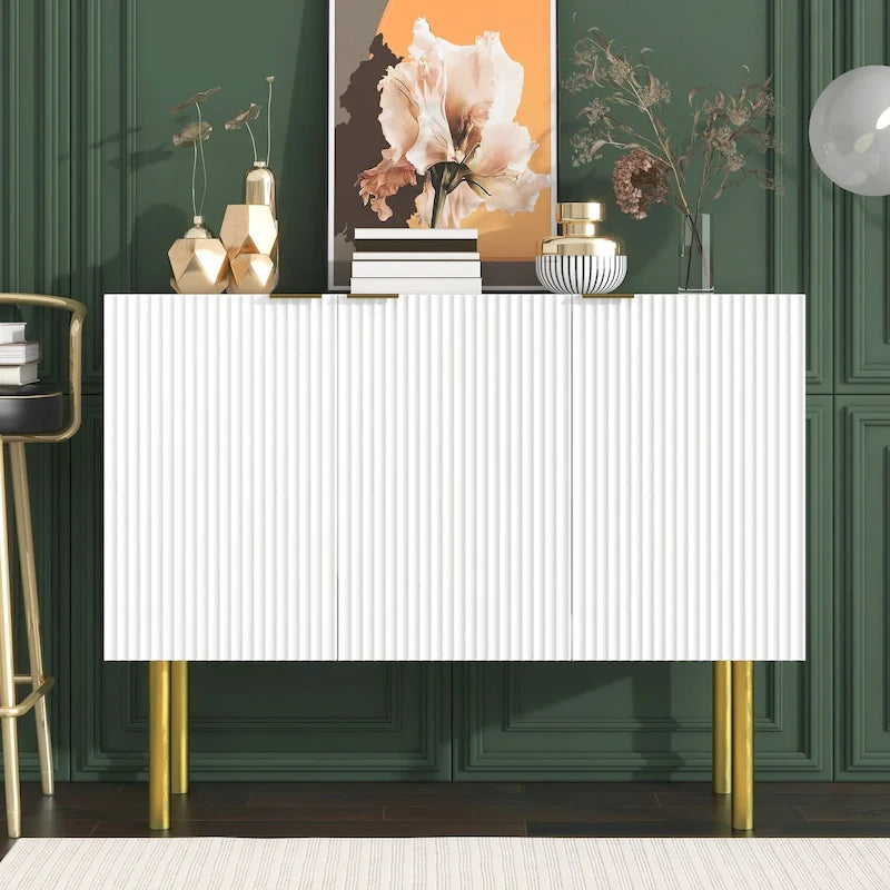Table d'appoint buffet pour entrée avec pieds en métal doré - 120 L x 42 l x 93 H cm
