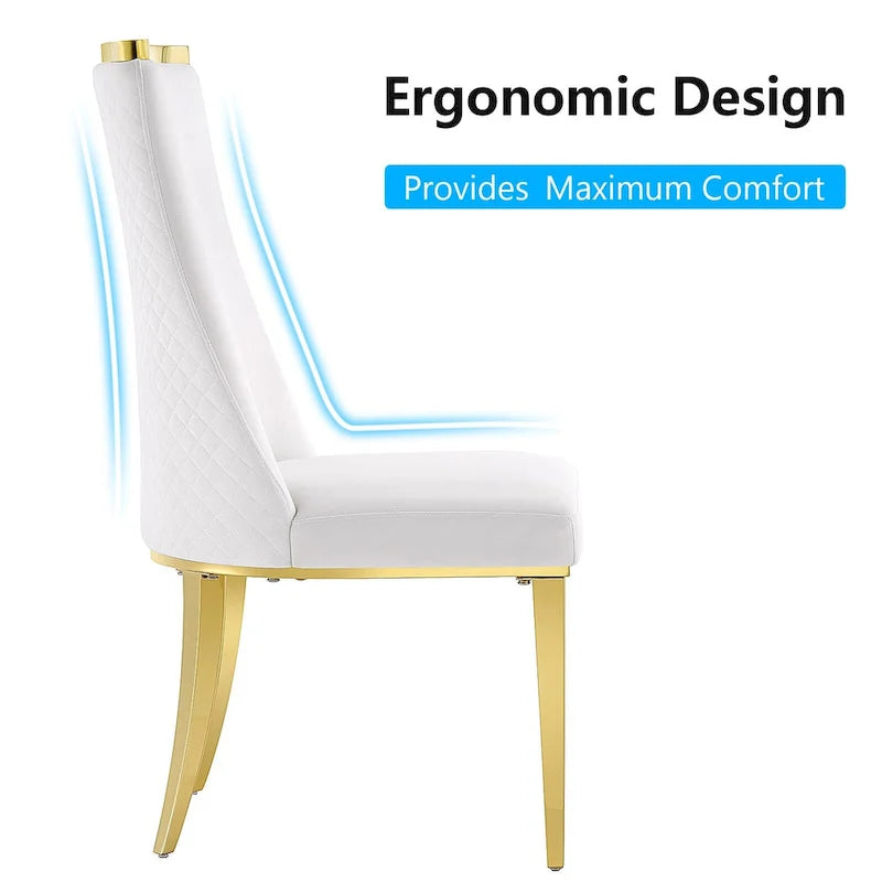 Chaises de salle à manger en velours avec dossier à texture réticulée et garniture métallique sur le dessus