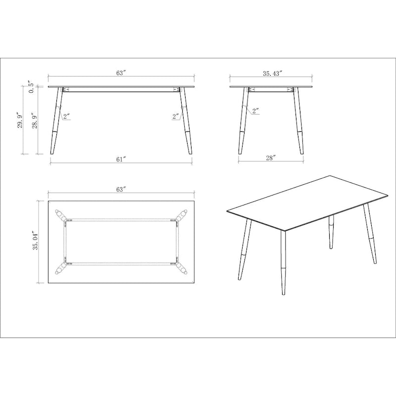 Table de salle à manger Somette Mariana en céramique blanche avec piètement noir mat