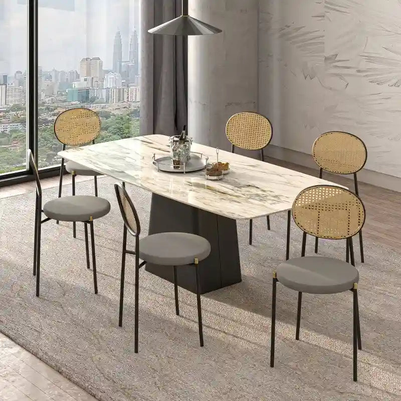 Euston Lot de 2 chaises de salle à manger modernes avec dossier en osier et siège en velours rembourré pour bureau à domicile, salon et cuisine