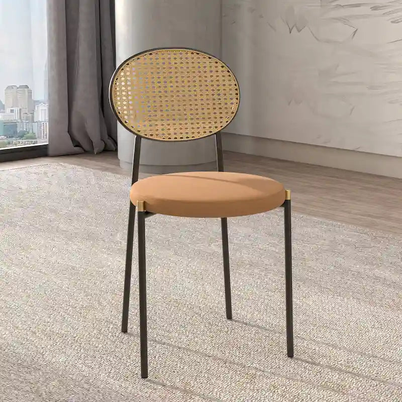 Euston Lot de 2 chaises de salle à manger modernes avec dossier en osier et siège en velours rembourré pour bureau à domicile, salon et cuisine